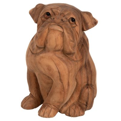 FLOOR DECORATION HM7926 DOZER BULLDOG SUAR WOOD IN NATURAL COLOR 20x17x30Ηcm.
