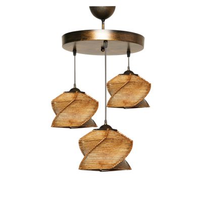CEILING PENDANT 3-LIGHT LAMP HM7493 BAMBOO IN BRONZE Φ35x85Hcm.