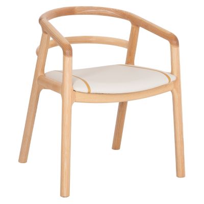 DINING CHAIR EFFY HM18393.01 ASHWOOD IN LIGHT OAK COLOR--ECRU PU SEAT 60x58x71Hcm