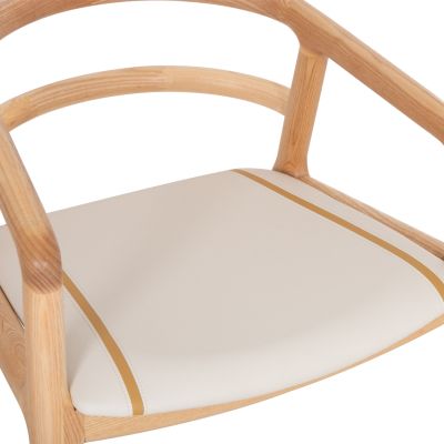 DINING CHAIR EFFY HM18393.01 ASHWOOD IN LIGHT OAK COLOR--ECRU PU SEAT 60x58x71Hcm