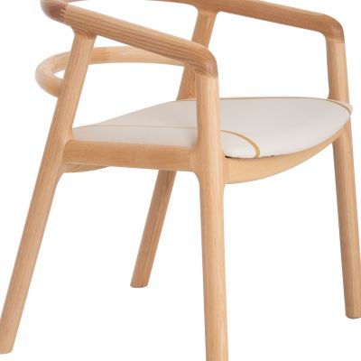 DINING CHAIR EFFY HM18393.01 ASHWOOD IN LIGHT OAK COLOR--ECRU PU SEAT 60x58x71Hcm
