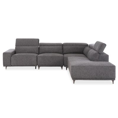 Ъглов диван с десен ъгъл LUNARIS 307×267×74–94 см – Сив