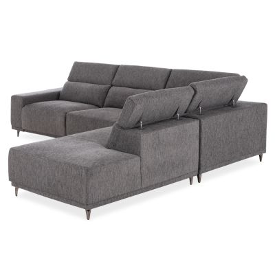 Ъглов диван с десен ъгъл LUNARIS 307×267×74–94 см – Сив