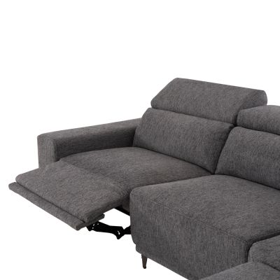 Ъглов диван с десен ъгъл LUNARIS 307×267×74–94 см – Сив
