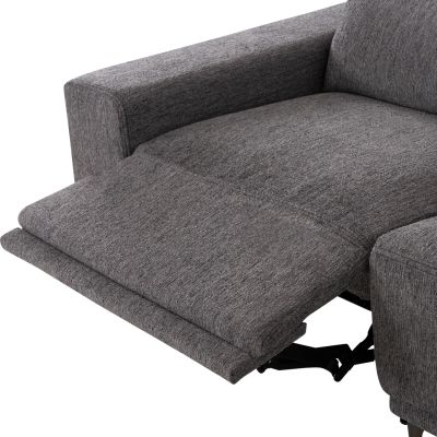 Ъглов диван с десен ъгъл LUNARIS 307×267×74–94 см – Сив