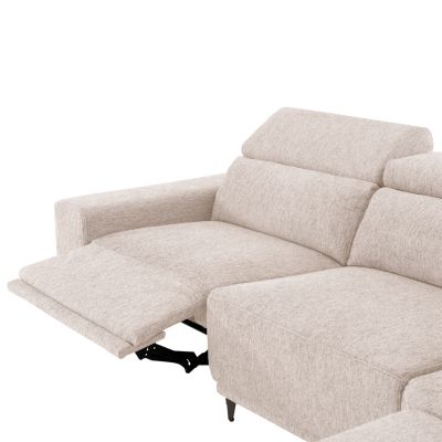 Ъглов диван с десен ъгъл LUNARIS 307×267×74–94 см – Екрю