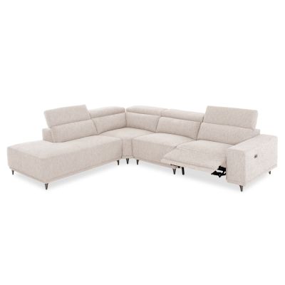 Ляв ъглов диван с релакс функция LUNARIS 307×267×74–94 см – Екрю