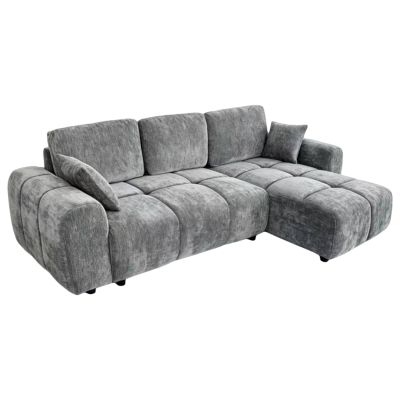 CORNER SOFABED REVERSIBLE GERT HM3349.01 GREY CHENILLE FABRIC 252x146x87Hcm.