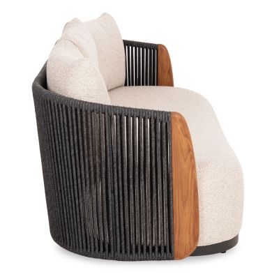 Augustus Outdoor 3-Seater Sofa – 223 × 85 × 83 cm, Grey & Beige