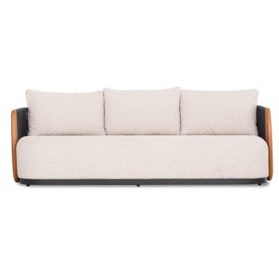 Augustus Outdoor 3-Seater Sofa – 223 × 85 × 83 cm, Grey & Beige