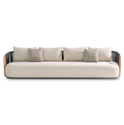 Augustus Outdoor 4-Seater Sofa – 330 × 91 × 71 cm, Grey & Beige