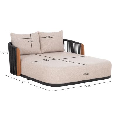 Augustus Double Daybed – 170 × 165 × 84 cm, Beige