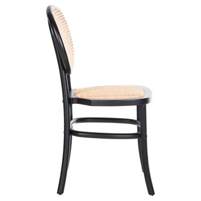 DINING CHAIR STACKABLE PENNY HM8747.10 BEECH WOOD IN BLACK-SYNTHETIC RATTAN 44x51x87Hcm.