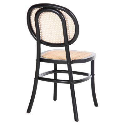 DINING CHAIR STACKABLE PENNY HM8747.10 BEECH WOOD IN BLACK-SYNTHETIC RATTAN 44x51x87Hcm.