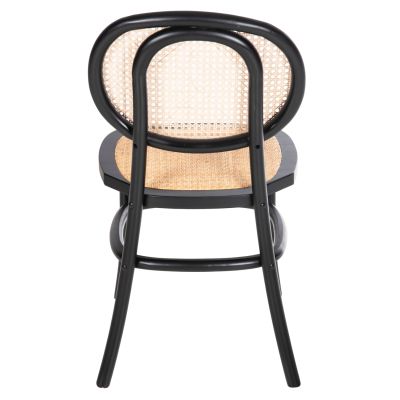 DINING CHAIR STACKABLE PENNY HM8747.10 BEECH WOOD IN BLACK-SYNTHETIC RATTAN 44x51x87Hcm.