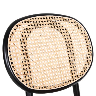 DINING CHAIR STACKABLE PENNY HM8747.10 BEECH WOOD IN BLACK-SYNTHETIC RATTAN 44x51x87Hcm.