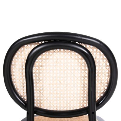 DINING CHAIR STACKABLE PENNY HM8747.10 BEECH WOOD IN BLACK-SYNTHETIC RATTAN 44x51x87Hcm.