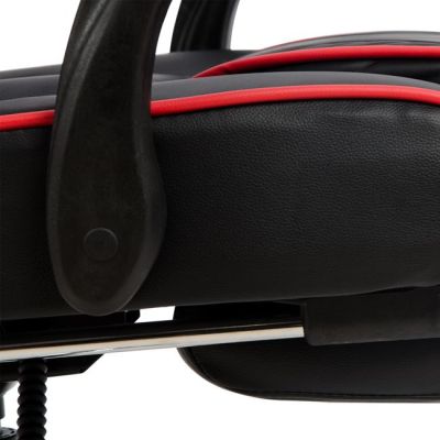 Офис Гейминг стол с поставка за крака HM1089.01 Черен/Червен 64x68x128 см