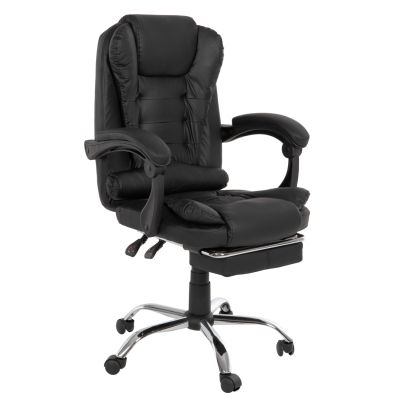 ОФИС СТОЛ SEEMA HM1191.01 ЧЕРЕН PU-МАСАЖЕН-СГЪВАЕМА ПОСТАВКА ЗА КРАКА 63x60x116Hcm.