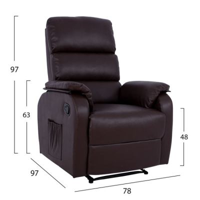 HM8316.02 Armchair, Relax, recline and massage, Brown PU 78x97x97 cm