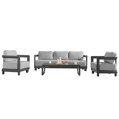 ΣΕΤ ΣΑΛΟΝΙ ΕΞ.ΧΩΡΟΥ 4ΤΜΧ LEGACY SM6254.01 ΣΚΟΥΡΟ ΓΚΡΙ ΑΛΟΥΜΙΝΙΟ & SINTERED STONE