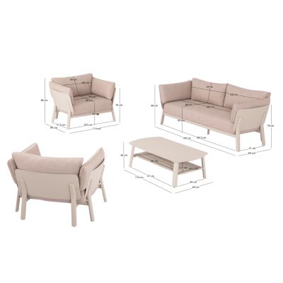 OUTDOOR LOUNGE SET 4PCS ENASTRON SM6194.05 BEIGE ALUMINUM & OLEFIN FABRIC