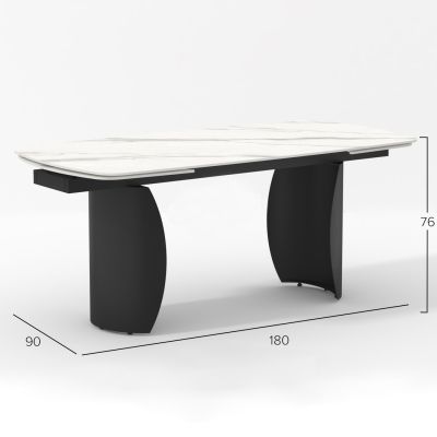 DINING TABLE SERIES OBSESSION SM18087 CERAMIC TOP-METAL LEGS 180x90x76Hcm.