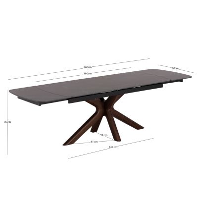 DINING TABLE HORIZON SM18091.01 CERAMIC TABLETOP-BIRCH LEGS WITH WALNUT VENEER 180x90x76Hcm.