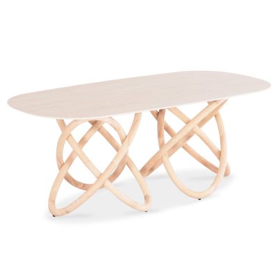 Dining Table Orbiter SM18093.02 Ceramic Top in Ecru color-Ashwood Legs in Natural color 200x100x76.5Hcm.