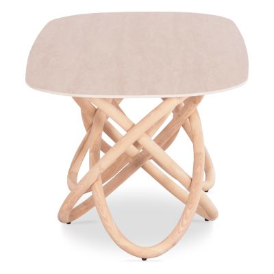 Dining Table Orbiter SM18093.02 Ceramic Top in Ecru color-Ashwood Legs in Natural color 200x100x76.5Hcm.