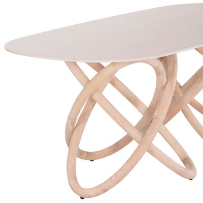 Dining Table Orbiter SM18093.02 Ceramic Top in Ecru color-Ashwood Legs in Natural color 200x100x76.5Hcm.