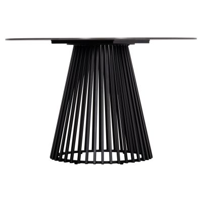 DINING TABLE ROUND MEMNON SM18099 CERAMIC TOP-METAL BLACK BASE Φ120x76Hcm.