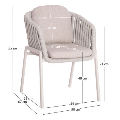 DINING ARMCHAIR EOS SM6212.02 CREAM WHITE ALUMINUM-BEIGE STRAPS & OLEFIN FABRIC 65x62x80Hcm.
