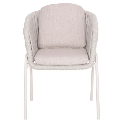 DINING ARMCHAIR EOS SM6212.02 CREAM WHITE ALUMINUM-BEIGE STRAPS & OLEFIN FABRIC 65x62x80Hcm.