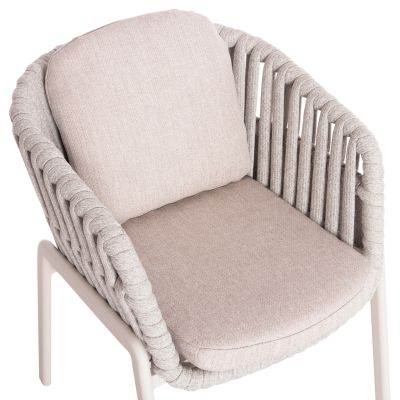 DINING ARMCHAIR EOS SM6212.02 CREAM WHITE ALUMINUM-BEIGE STRAPS & OLEFIN FABRIC 65x62x80Hcm.