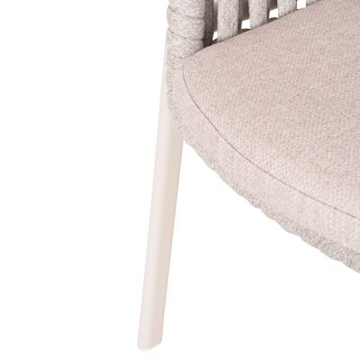 DINING ARMCHAIR EOS SM6212.02 CREAM WHITE ALUMINUM-BEIGE STRAPS & OLEFIN FABRIC 65x62x80Hcm.