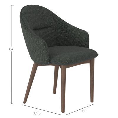 DINING CHAIR SWAIVE SM18102.01 DARK GREY FABRIC-ASHWOOD LEGS IN WALNUT COLOR 61x61,5x84Hcm.