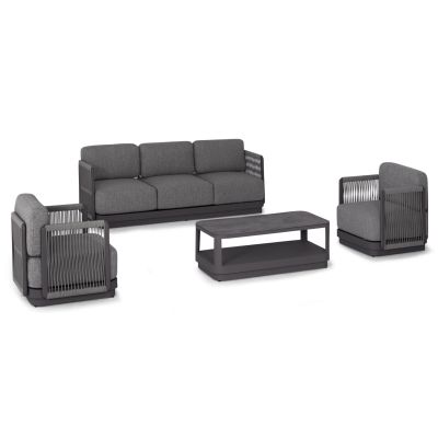 OUTDOOR LOUNGE SET 4PCS SERIES ELYSIA SM6186.01 DARK GREY ALUMINUM-ROPE-P.E.FABRIC