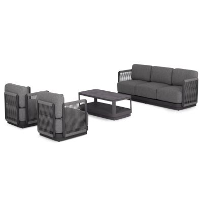 OUTDOOR LOUNGE SET 4PCS SERIES ELYSIA SM6186.01 DARK GREY ALUMINUM-ROPE-P.E.FABRIC