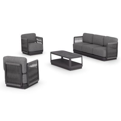 OUTDOOR LOUNGE SET 4PCS SERIES ELYSIA SM6186.01 DARK GREY ALUMINUM-ROPE-P.E.FABRIC