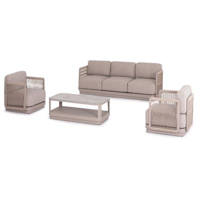 OUTDOOR LOUNGE SET 4PCS SERIES ELYSIA SM6186.02 CHAMPAGNE-COLORED ALUMINUM-ROPE-P.E.FABRIC