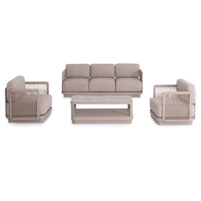 OUTDOOR LOUNGE SET 4PCS SERIES ELYSIA SM6186.02 CHAMPAGNE-COLORED ALUMINUM-ROPE-P.E.FABRIC