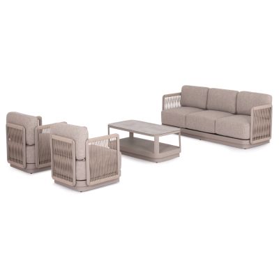 OUTDOOR LOUNGE SET 4PCS SERIES ELYSIA SM6186.02 CHAMPAGNE-COLORED ALUMINUM-ROPE-P.E.FABRIC