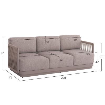 OUTDOOR LOUNGE SET 4PCS SERIES ELYSIA SM6186.02 CHAMPAGNE-COLORED ALUMINUM-ROPE-P.E.FABRIC