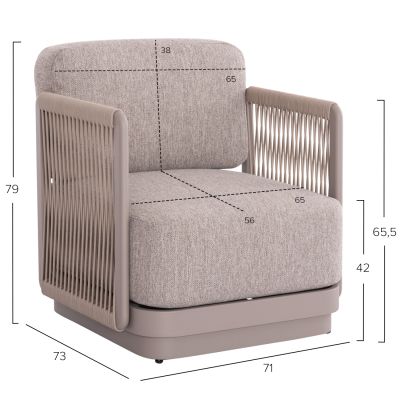 OUTDOOR LOUNGE SET 4PCS SERIES ELYSIA SM6186.02 CHAMPAGNE-COLORED ALUMINUM-ROPE-P.E.FABRIC