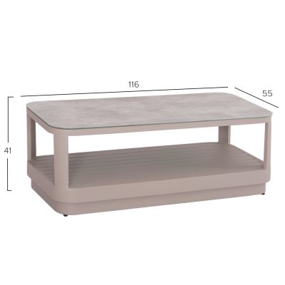 OUTDOOR LOUNGE SET 4PCS SERIES ELYSIA SM6186.02 CHAMPAGNE-COLORED ALUMINUM-ROPE-P.E.FABRIC