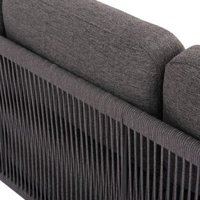 OUTDOOR CORNER LOUNGE SET 3PCS SERIES ELYSIA SM6187.01 DARK GREY ALUMINUM-ROPE-P.E.FABRIC