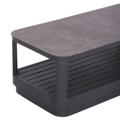 OUTDOOR CORNER LOUNGE SET 3PCS SERIES ELYSIA SM6187.01 DARK GREY ALUMINUM-ROPE-P.E.FABRIC