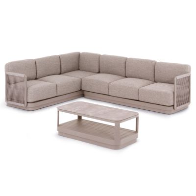 Outdoor Corner Lounge Set 3pcs series Elysia SM6187.02 Champagne-colored aluminum-Rope- P.E. fabric