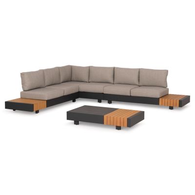 OUTDOOR CORNER LOUNGE SET 4PCS ADHARA SM6189 ALUMINUM-OLEFIN FABRIC-SINTERED STONE